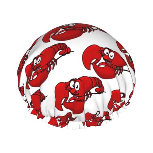 Red Lobster Print Print Soft Shower Cap for Women, Reusable Environmental Protection Hair Bath Caps von Peiyeety