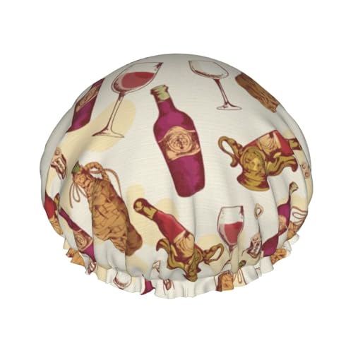 Red Wine Women Luxury Shower Cap, Double ProtectionElastic, Reusable Adjustable Shower Bonnet von Peiyeety