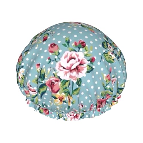 Rose Flowers. Women Luxury Shower Cap, Double ProtectionElastic, Reusable Adjustable Shower Bonnet von Peiyeety