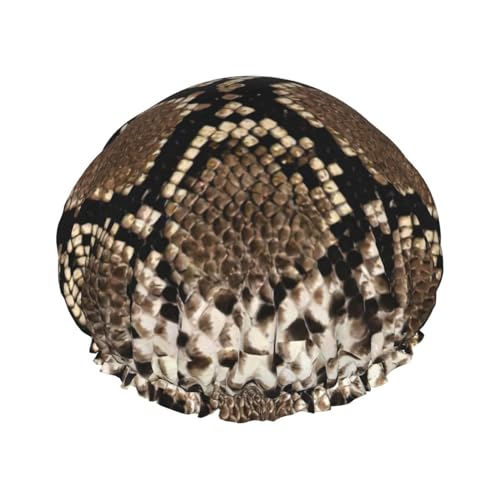 Serpentine Pattern Print Soft Shower Cap for Women, Reusable Environmental Protection Hair Bath Caps von Peiyeety