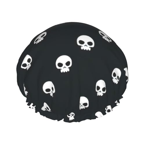 Skull Print Soft Shower Cap for Women, Reusable Environmental Protection Hair Bath Caps von Peiyeety