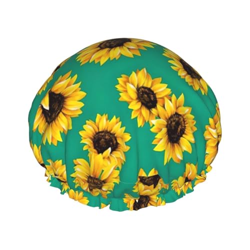 Spring Sunflowers Flowers Women Luxury Shower Cap, Double ProtectionElastic, Reusable Adjustable Shower Bonnet von Peiyeety