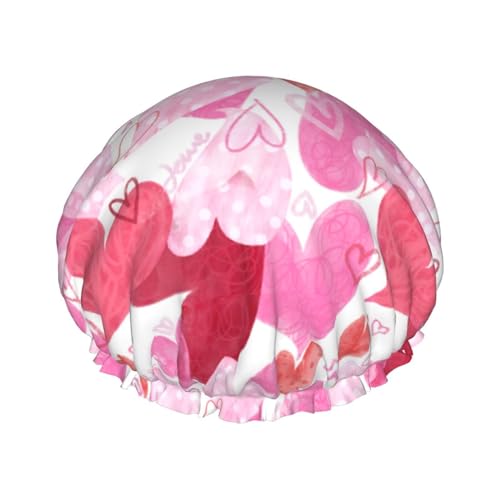 Watercolor Love Shower Cap For Women Men Reusable Waterproof Bathing Shower Hat For Girls von Peiyeety