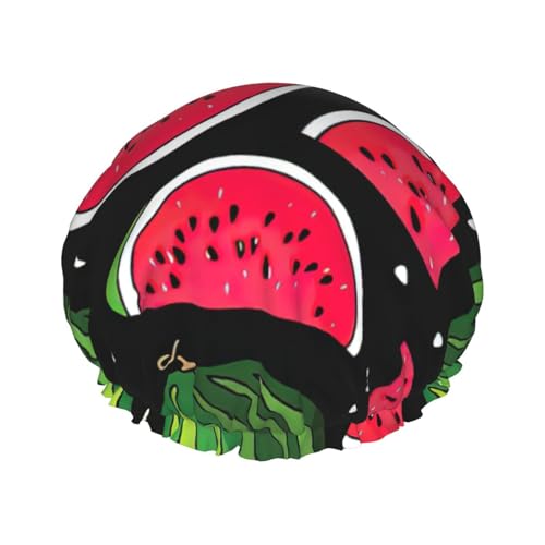 Watermelon Print Soft Shower Cap for Women, Reusable Environmental Protection Hair Bath Caps von Peiyeety