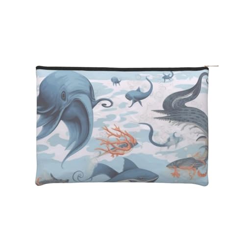 Wiederverwendbare Kosmetiktasche aus Papier, Wasserabweisende Kosmetiktasche, Make-up-Beutel für Damen, Reise-Organizer/Fisch und Oktopus von Peiyeety