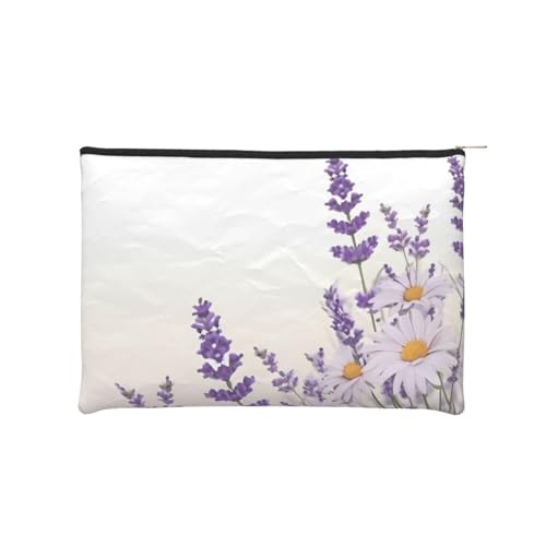 Wiederverwendbare Kosmetiktasche aus Papier, Wasserabweisende Kosmetiktasche, Make-up-Beutel für Damen, Reise-Organizer/Lavendelblume von Peiyeety