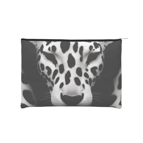 Wiederverwendbare Kosmetiktasche aus Papier, Wasserabweisende Kosmetiktasche, Make-up-Beutel für Damen, Reise-Organizer/Schwarz-Weiß-Leopard von Peiyeety