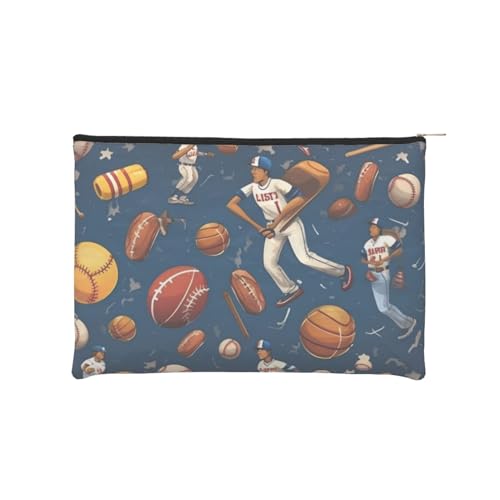 Wiederverwendbare Kosmetiktasche aus Papier, Wasserabweisende Kosmetiktasche, Make-up-Beutel für Damen, Reise-Organizer-Tasche/Sport-Baseball-Spiel von Peiyeety