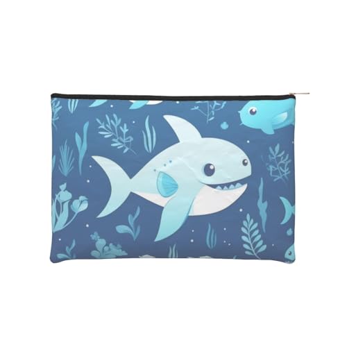 Wiederverwendbare Kosmetiktasche aus Papier, Wasserabweisende Kosmetiktasche, Make-up-Beutel für Damen, Reise-Organizer-Tasche/Süßer Blauer Fisch von Peiyeety