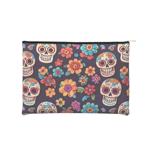 Wiederverwendbare Kosmetiktasche aus Papier, Wasserabweisende Kosmetiktasche, Make-up-Beutel für Damen, Reise-Organizer-Tasche/Sugar Skulls von Peiyeety