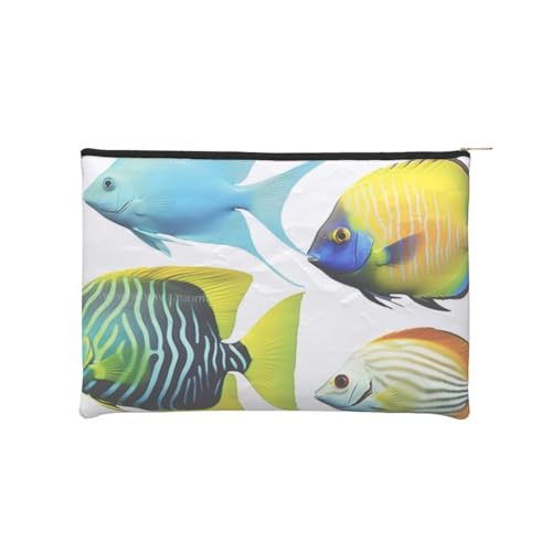 Wiederverwendbare Kosmetiktasche aus Papier, wasserabweisend, Kosmetiktasche für Damen, Make-up-Beutel, Reise-Organizer/Ozean, tropischer Fisch von Peiyeety