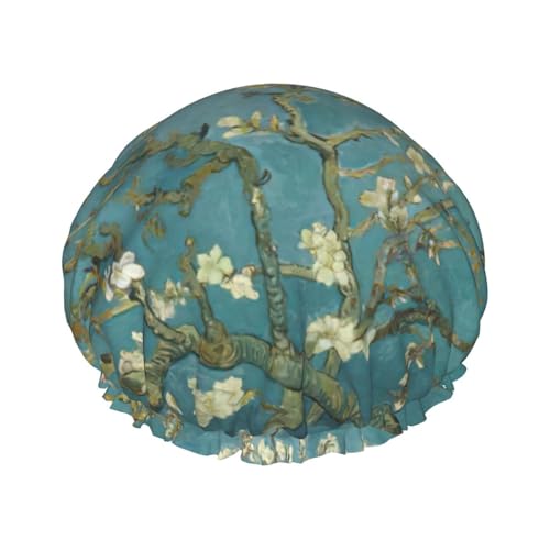 almond blossom Print Shower CapSoft,Reusable, Double WaterproofBath Hat Women,Breathable, von Peiyeety