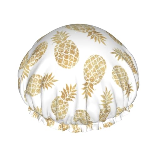 golden pine background Print Soft Shower Cap for Women, Reusable Environmental Protection Hair Bath Caps von Peiyeety