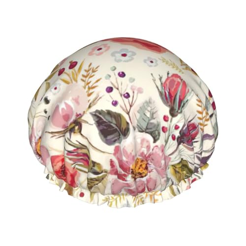 modern floral Print Shower CapSoft,Reusable, Double WaterproofBath Hat Women,Breathable, von Peiyeety