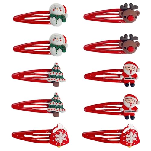 Rot Haarspangen Mädchen Weihnachten,10 Stück 5.5cm Weihnachten Haarspangen Kinder, Weihnachtshaarschmuck Weihnachts Haarschmuck Weihnachts Deko Haar Accessoires Geschenke für Kinder Mädchen Frauen von Pejlnd