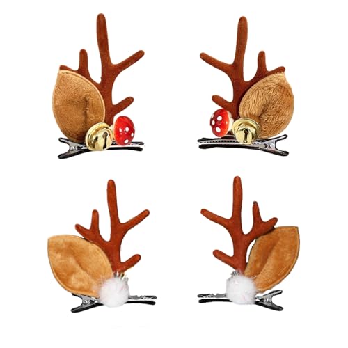 Weihnachts Haarschmuck - 4 Stück Rentier Geweih Haarclips Haarschmuck Weihnachten Hirschgeweih Haarspangen Mädchen Weihnachts Deko Haarklammern Hirsch Haar Accessoires für Kinder Mädchen Damen von Pejlnd