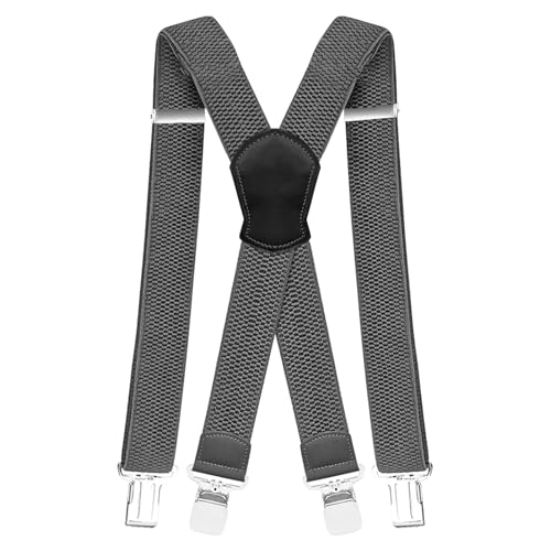 Pejoye Hosenträger für Herren Breit Arbeitshosen Stark Motorradhose Lang X Form 4 Metall Clips Einstellbar und Elastisch Einheitsgröße für Männer und Damen von Pejoye