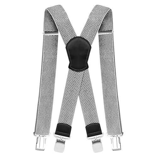 Pejoye Hosenträger für Herren Breit Arbeitshosen Stark Motorradhose Lang X Form 4 Metall Clips Einstellbar und Elastisch Einheitsgröße für Männer und Damen von Pejoye