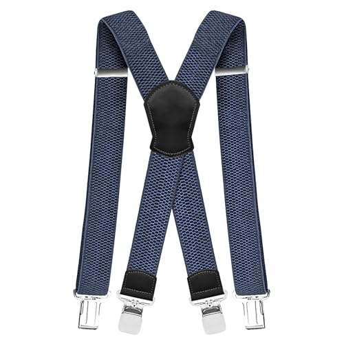Pejoye Hosenträger für Herren Breit Arbeitshosen Stark Motorradhose Lang X Form 4 Metall Clips Einstellbar und Elastisch Einheitsgröße für Männer und Damen von Pejoye