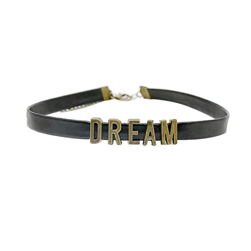 Choker Halsband Personalisiert PU Leder Kurze Halskette Damen Benutzerdefinierte Namenskette Name Lederhalskette Cosplay Buchstaben Halsband Punk Lederhalsband mit beliebigen Namen von Pekdi