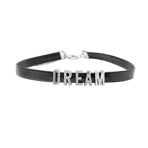 Choker Halsband Personalisiert PU Leder Kurze Halskette Damen Benutzerdefinierte Namenskette Name Lederhalskette Cosplay Buchstaben Halsband Punk Lederhalsband mit beliebigen Namen von Pekdi