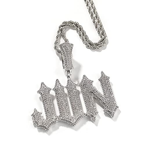 Custom Iced Out Namenskette Anhänger Kette Personalisierte Anfangsbuchstaben Halskette Micro Paved Bling CZ Simulierter Diamant Anhänger Charm Hip Hop Schmuck für Männer Frauen mit Seil/Tenniskette von Pekdi