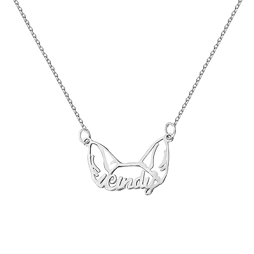 Pekdi Benutzerdefinierte Hunderasse Name Halskette, Personalisierte Hundeohren Halskette mit Namensschild Anhänger, Customized Name Halskette Memorial Haustierschmuck Geschenk für Hundeliebhaber von Pekdi