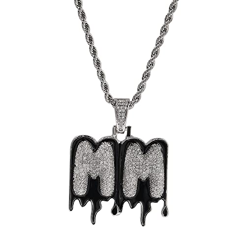 Pekdi Custom Iced Out Namensanhänger Halskette Kette Hip Hop Tropf Anfangsbuchstaben Halskette Silber Bling CZ Simulierter Diamant Schmuck Charm für Männer Frauen von Pekdi
