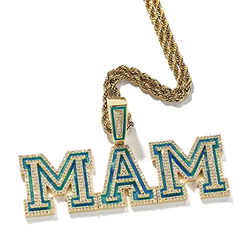 Pekdi Custom Iced Out Namensanhänger Kette Glow in the Dark Namenskette Personalisierter leuchtender Anfangsbuchstaben Anhänger Hip Hop Bling Simulierter Diamant Schmuck Charm für Männer Frauen von Pekdi