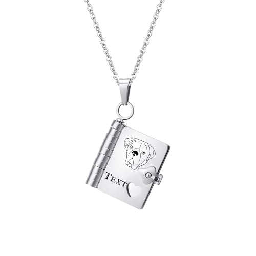 Pekdi Personalisierte Buch Halskette gestalteter Mini Buch Anhänger mit 6 Seiten Botschaft Meine kleine Stern Medaillon Halskette für meine Tochter, für meine Enkelin Anhänger Jubiläum Muttertag von Pekdi