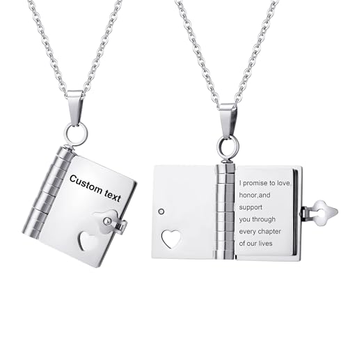 Pekdi Personalisierte Buchkette Personalisierte Mini Buch Anhänger mit 6 Seiten Botschaft Meine kleine Stern Medaillon Kette, Meine unglaubliche Tochter Anhänger Geburtstag Jubiläum Muttertag von Pekdi