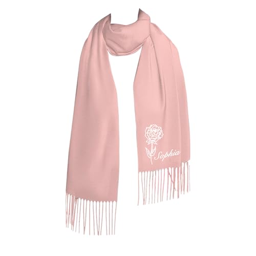 Pekdi Personalisierte Schal für Frauen Quaste Schal Schal benutzerdefinierte gestickten Namen Geburt Monat Blume Winterschal für Weihnachten Geburtstag Mütter Tag von Pekdi