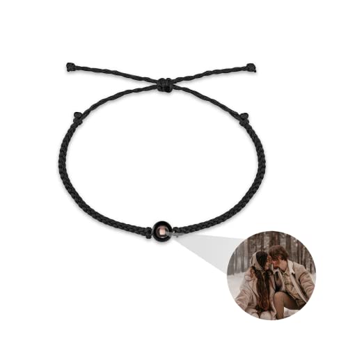 Personalisiert Foto Armband Projektion Armband mit Bild Projektionsarmband mit Foto Armbänder für Paare Ich liebe dich Armband mit Eigenen Bilder Verstellbares Geflochtenes Seil Armband Herren Damen von Pekdi