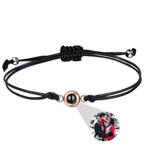 Personalisierte Foto Armband Projektion Armbänder mit Bild, 100 Sprachen Ich liebe dich Projektion Armband Matching Armbänder für Paare Love Bracelet Schmuck Geschenke für Freund von Pekdi