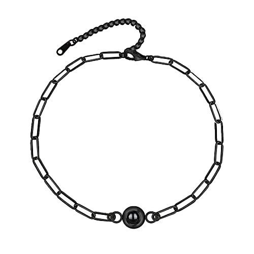 Personalisierte Foto Armband Projektion Armband mit Bild Büroklammer Kette Armband für Männer Frauen Kreis Foto Armband Ich liebe dich Armband 100 Sprachen Beziehung Freundschaft BFF Armband Schmuck von Pekdi