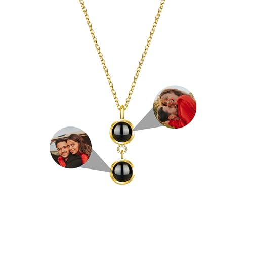 Personalisierte Foto Halskette, benutzerdefinierte Kette mit 1-3 Projektion Anhänger, 925 Sterling Silber Gedenkbild innerhalb Projektion Schmuck Geschenk für Muttertag Geburtstag Jahrestag von Pekdi