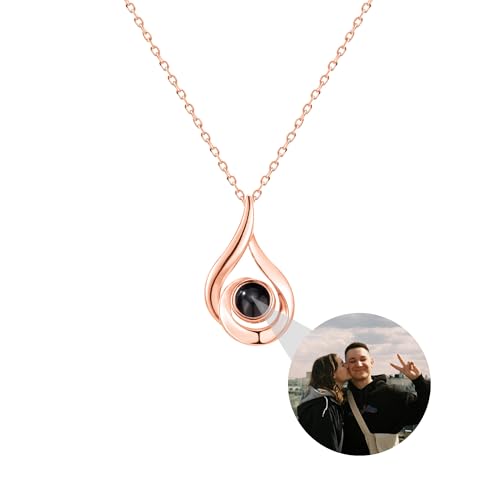 Personalisierte Foto Kette mit Bild, 925 Sterling Silber Ich liebe dich Halskette 100 Sprachen Foto Anhänger, Bild Projektion Halskette für Freundin Frau Muttertag Geschenke von Pekdi