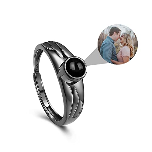 Personalisierte Foto Ring Projektion Ring mit Bild 925 Sterling Silber Ich liebe dich Ringe in 100 Sprache Verlobung Hochzeit Versprechen Ringe Band Einstellbare Open Ring Romantische Geschenke ihn von Pekdi