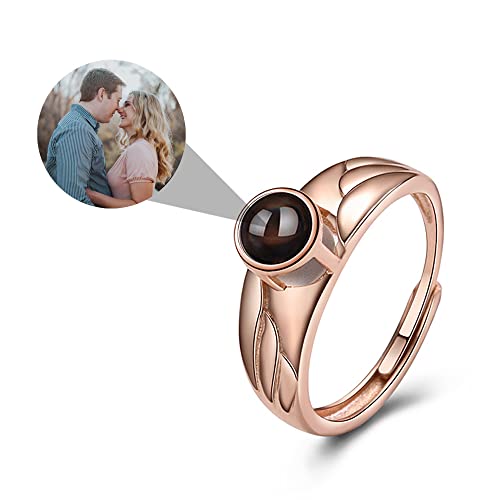 Personalisierte Foto Ring Projektion Ring mit Bild 925 Sterling Silber Ich liebe dich Ringe in 100 Sprache Verlobung Hochzeit Versprechen Ringe Band Einstellbare Open Ring Romantische Geschenke ihn von Pekdi