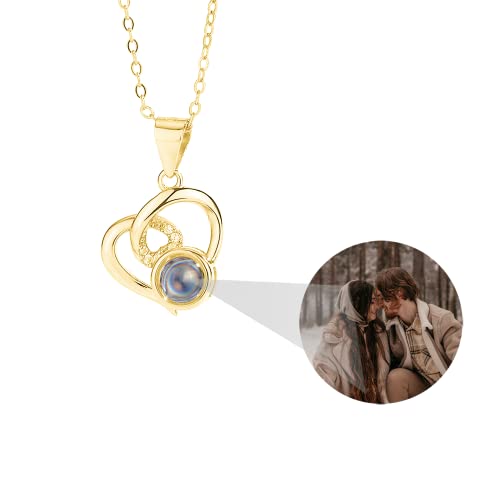 Personalisierte Herz Foto Halskette Projektionskette mit Foto Projektion Anhänger mit Bild Ich liebe dich Halskette 100 Sprachen Sterlingsilber Liebes Herz Anhänger Erinnerungsschmuck Geschenke von Pekdi