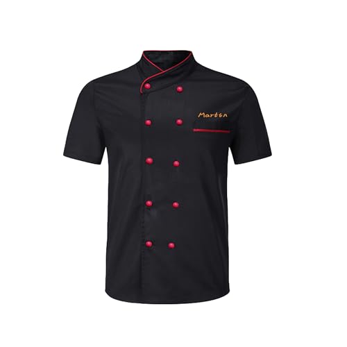 Personalisierte Koch Mantel benutzerdefinierte Koch Jacke kurze Ärmel Koch Hemden Gestickter Name Koch Uniform für Food Service Restaurant Küche Kleidung für Männer Frauen von Pekdi