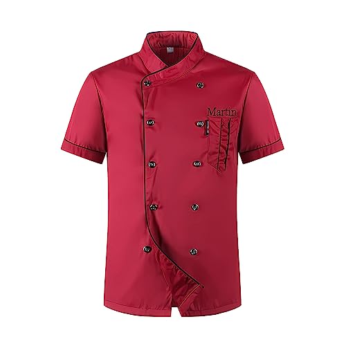 Personalisierte Koch Mantel benutzerdefinierte kurze Ärmel Koch Hemden Koch Jacke Gestickter Name Koch Uniform Restaurant Küche Uniformen Kleidung für Männer Frauen von Pekdi