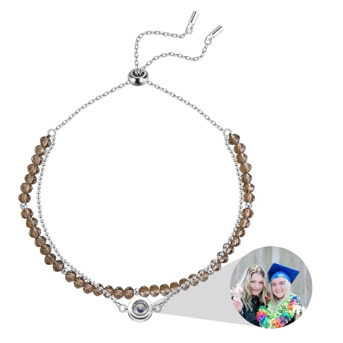 Personalisierte Kristall Armband, Armband mit Bild im Inneren, Bild Projektion Armband personalisiertes Foto, geschichtet Kristall Perlen Armbänder Valentines Jahrestag Muttertag Geschenk für Frauen von Pekdi