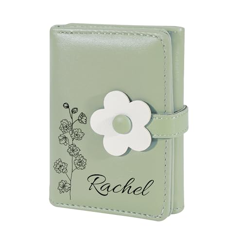 Personalisierte Leder Brieftasche Namen Geburt Blume Brieftasche mit Karteninhaber Trifold Brieftasche Cash Pocket Geldbörse kleine niedliche Brieftasche Frauen Mädchen Floral Brieftasche Weihnachten von Pekdi