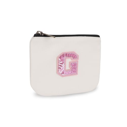 Personalisierte Münzgeldbörse Chenille Buchstabenaufnäher Geldbörse mit Reißverschluss Kleine Tasche Kosmetiktasche Tragbare Einkaufstasche für draußen Münzen Brieftasche Kleingeld Aufbewahrungstasche von Pekdi