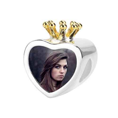 Personalisiertes Foto Charm Bead 925 Sterling Silber personalisierte Bild Herz Charms Beads für Armband Halskette personalisiertes Geschenk für Mutter Tochter Freundin von Pekdi