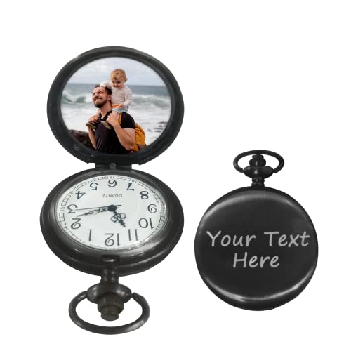 Personalized Pocket Watch Custom Pocket Watches Chain Vintage Quartz Pocket Watch with Photo Text Personalized Picture Watch Gift for Men Dad Husband von Pekdi