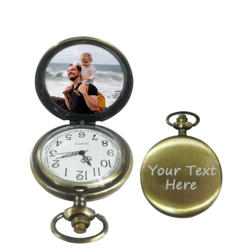 Personalized Pocket Watch Custom Pocket Watches Chain Vintage Quartz Pocket Watch with Photo Text Personalized Picture Watch Gift for Men Dad Husband von Pekdi