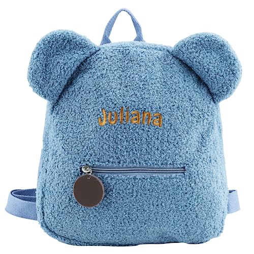 Plüsch Teddybär Rucksack Gestickter Name Flauschiger Rucksack Niedlicher Bär Gefülltes Tier Rucksack Mini Bär Tasche für Jungen und Mädchen von Pekdi