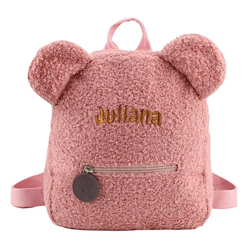 Plüsch Teddybär Rucksack Mit Gesticktem Namen - Flauschiger, Niedlicher Bär Gefülltes Tier Mini Tasche für Jungen und Mädchen von Pekdi